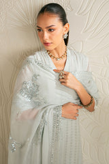 MINT SPARKLE-4PC CHIFFON EMBROIDERED SUIT