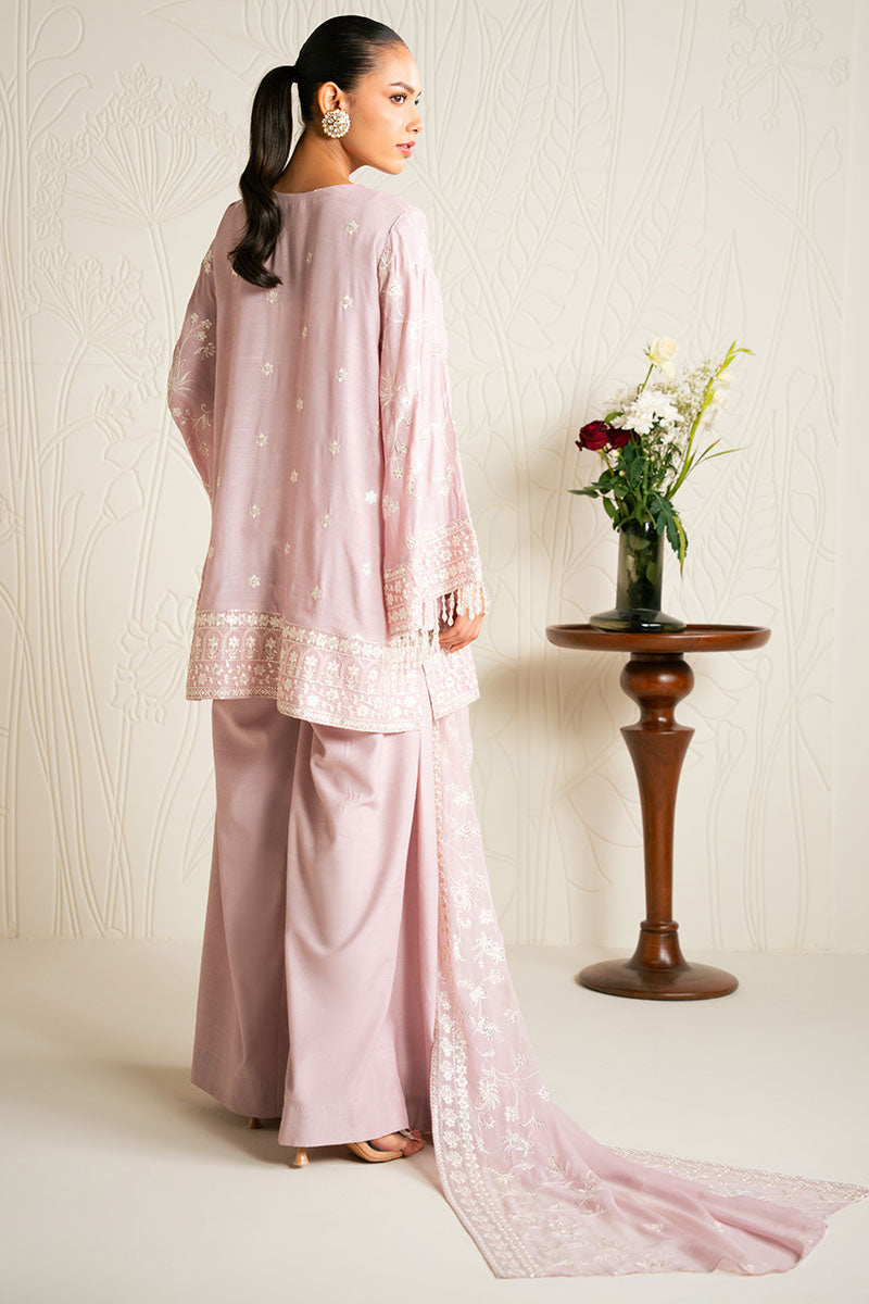 QUARTZ PINK-3PC SILK EMBROIDERED SUIT