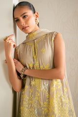 SAND BRONZE-4PC CHIFFON EMBROIDERED SUIT