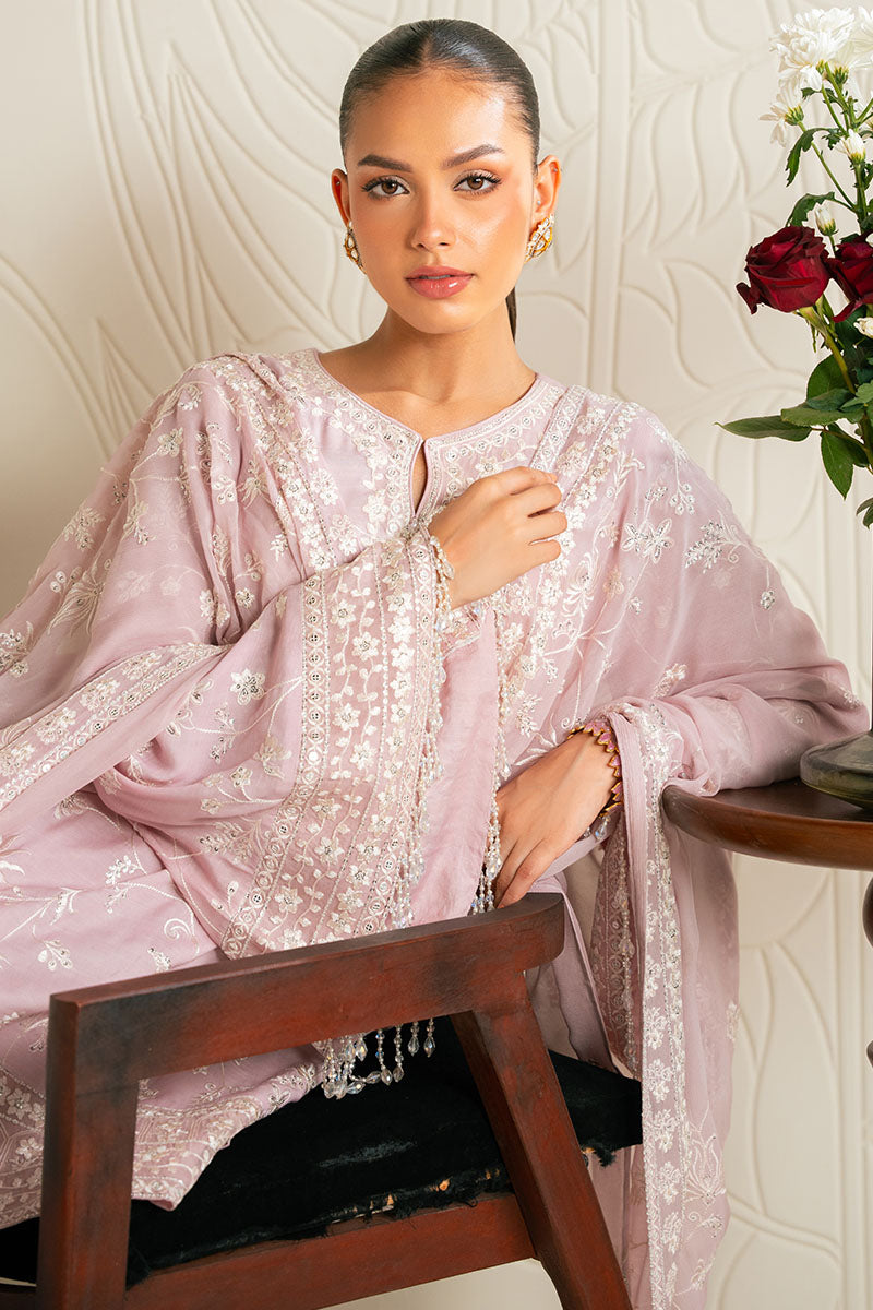 QUARTZ PINK-3PC SILK EMBROIDERED SUIT
