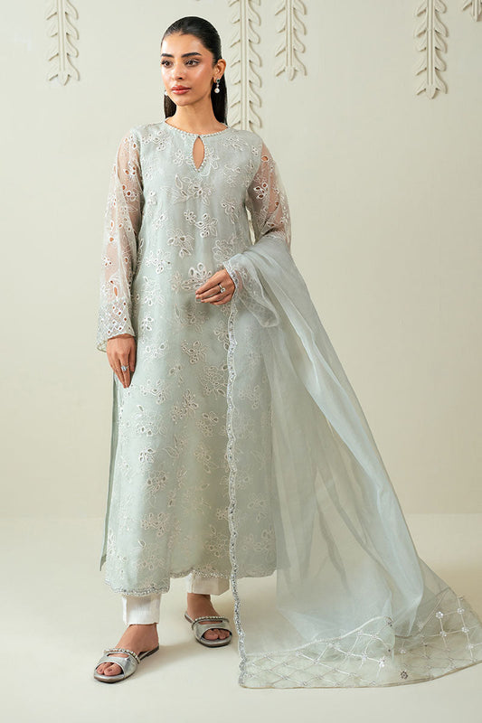 DAZZLING AQUA -3PC (SHIRT, TROUSER & DUPATTA)