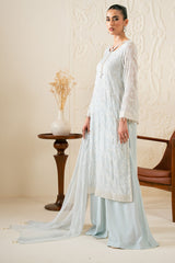 AQUA DREAM-3PC CHIFFON EMBROIDERED PRET
