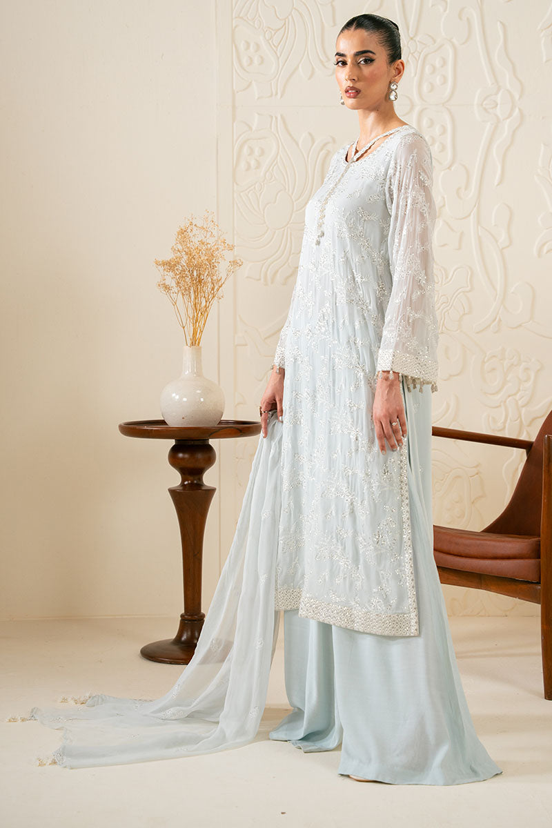 AQUA DREAM-3PC CHIFFON EMBROIDERED PRET