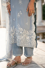 GREY MELANGE-3PC (SHIRT, TROUSER & DUPATTA)