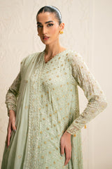 SAGE SERENITY-3PC CHIFFON EMBROIDERED PRET