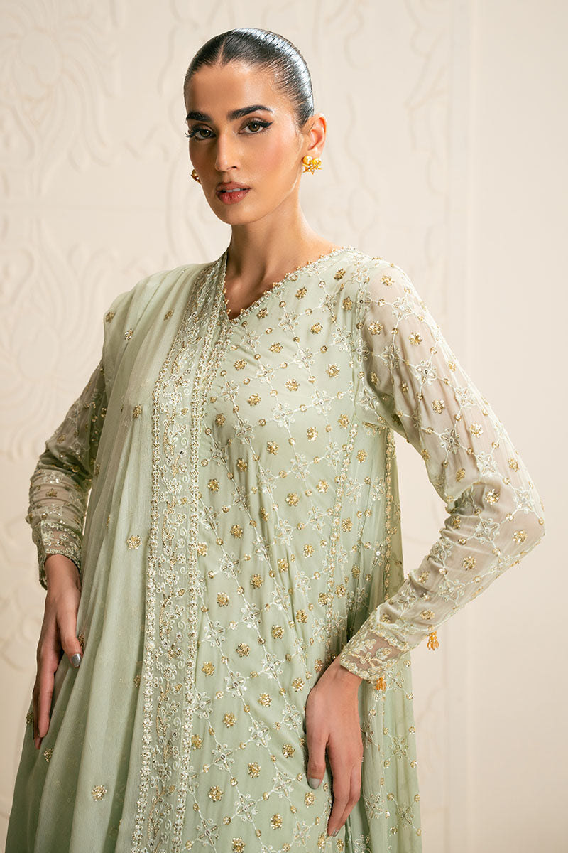 SAGE SERENITY-3PC CHIFFON EMBROIDERED PRET