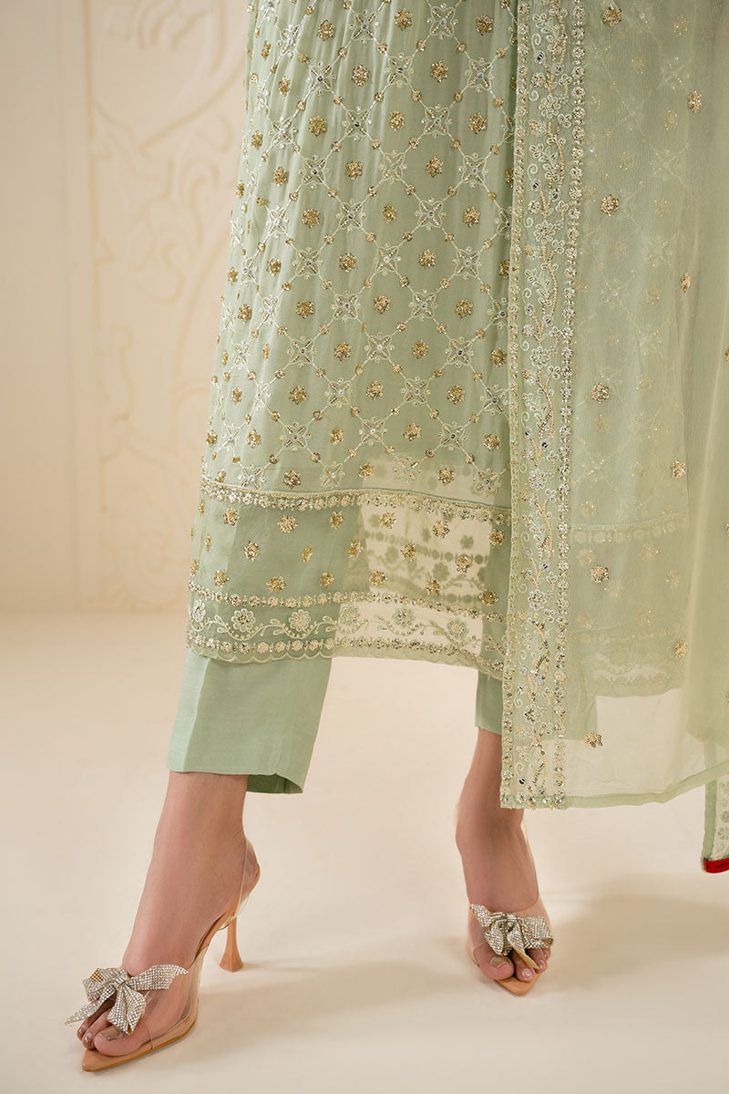 SAGE SERENITY-3PC CHIFFON EMBROIDERED PRET
