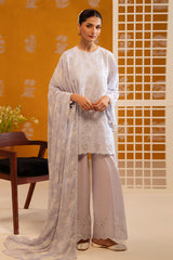 LAVENDER ASH-3PC CHIKANKARI SUIT