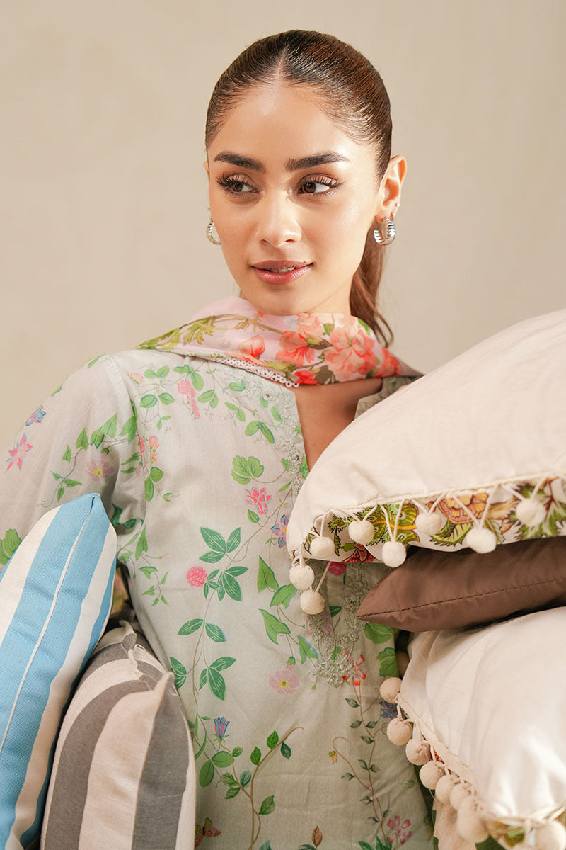 MINTY GLOW-3 PIECE PRINTED LAWN SUIT