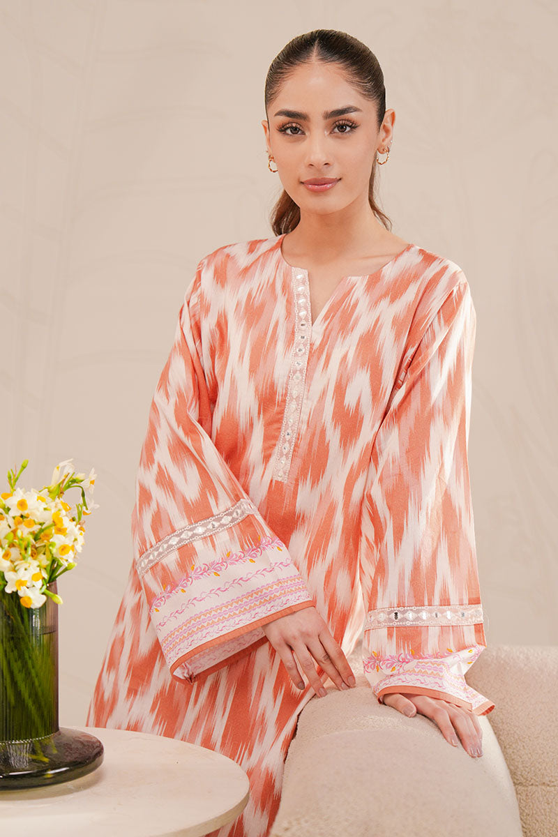 SAFFRON FADE-2 PIECE PRINTED LAWN SUIT