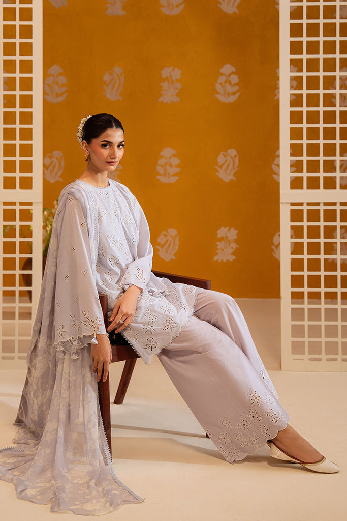 LAVENDER ASH-3PC CHIKANKARI SUIT