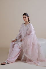 BLUSH AURA-3PC SILK EMBROIDERED SUIT