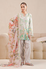 MINTY GLOW-3 PIECE PRINTED LAWN SUIT