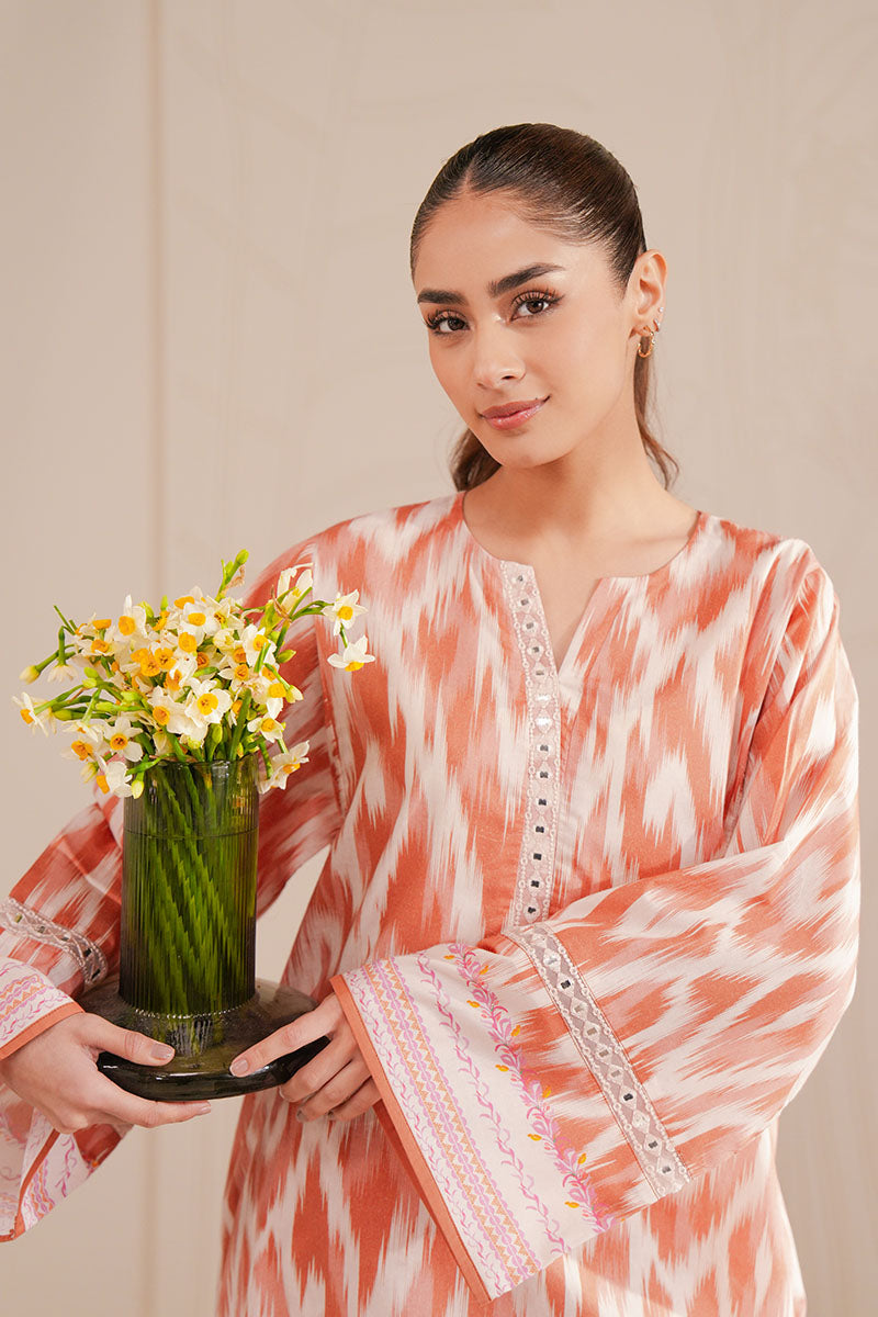SAFFRON FADE-2 PIECE PRINTED LAWN SUIT