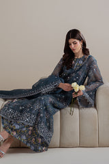 INDIGO SPARK-4PC ORGANZA EMBROIDERED SUIT