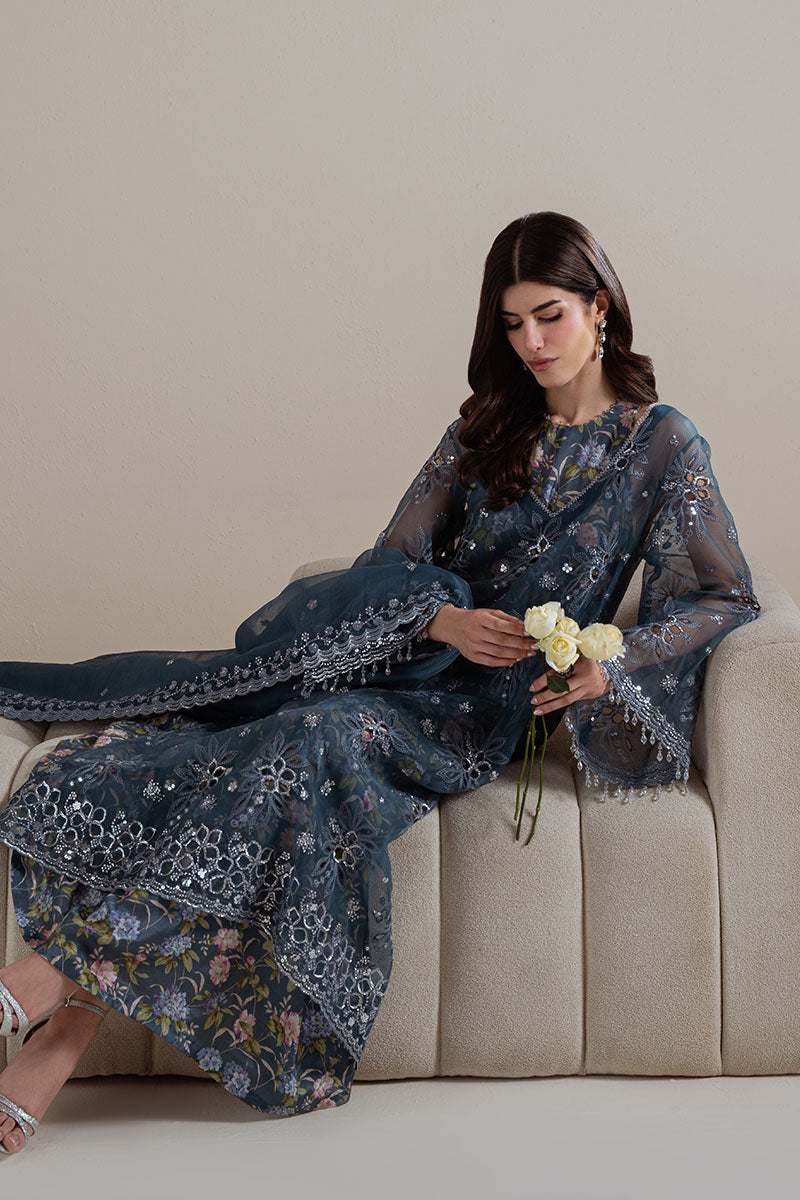 INDIGO SPARK-4PC ORGANZA EMBROIDERED SUIT