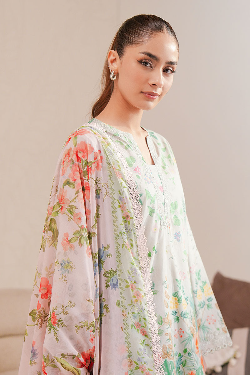 MINTY GLOW-3 PIECE PRINTED LAWN SUIT