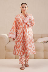 SAFFRON FADE-2 PIECE PRINTED LAWN SUIT