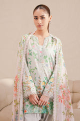MINTY GLOW-3 PIECE PRINTED LAWN SUIT