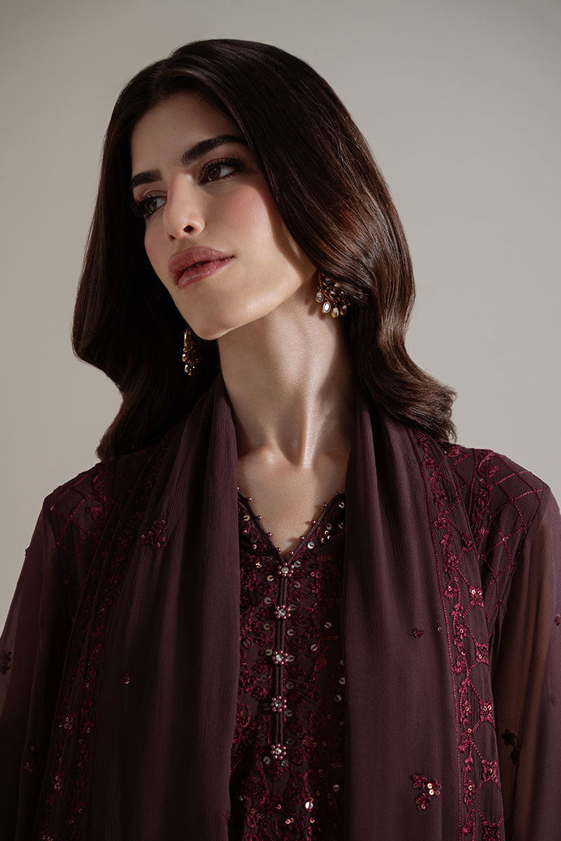 VELVET DUSK-4PC CHIFFON EMBROIDERED SUIT