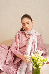 FLORAL BLUSH-3 PIECE PRINTED LAWN SUIT