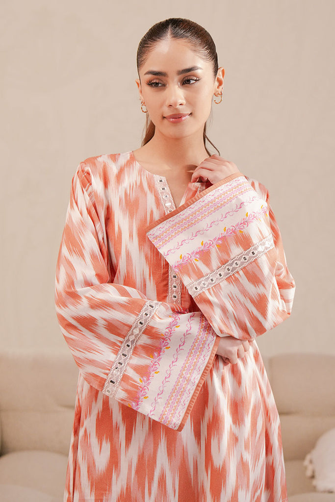 SAFFRON FADE-2 PIECE PRINTED LAWN SUIT