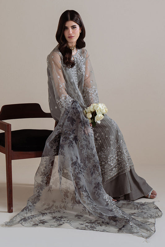 SMOKY RADIANCE-4PC ORGANZA EMBROIDERED SUIT