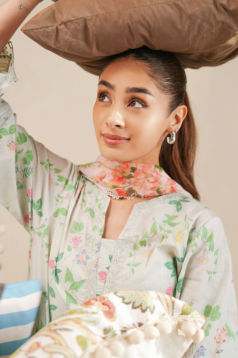 MINTY GLOW-3 PIECE PRINTED LAWN SUIT