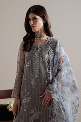 SMOKY RADIANCE-4PC ORGANZA EMBROIDERED SUIT