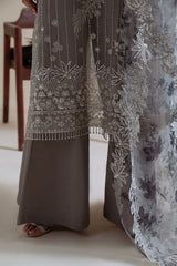 SMOKY RADIANCE-4PC ORGANZA EMBROIDERED SUIT