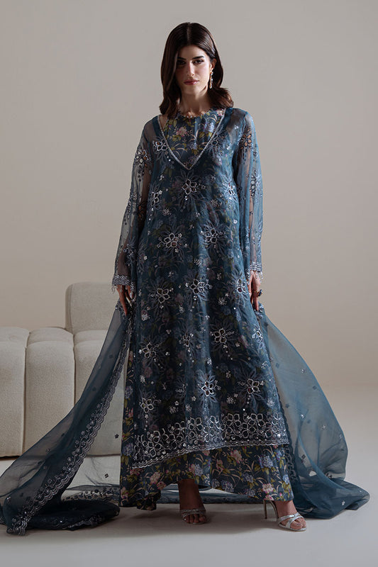 INDIGO SPARK-4PC ORGANZA EMBROIDERED SUIT