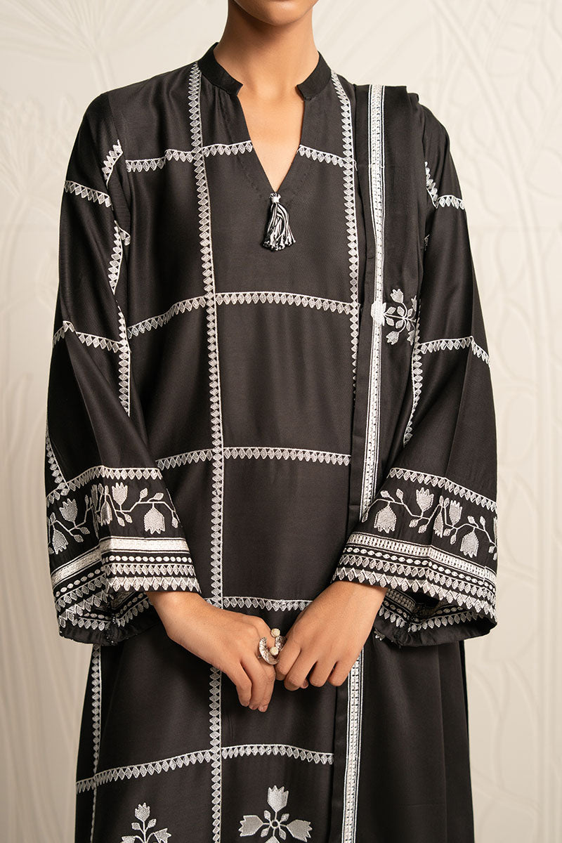 NOIR ECRU-3PC (SHIRT, TROUSER & DUPATTA)