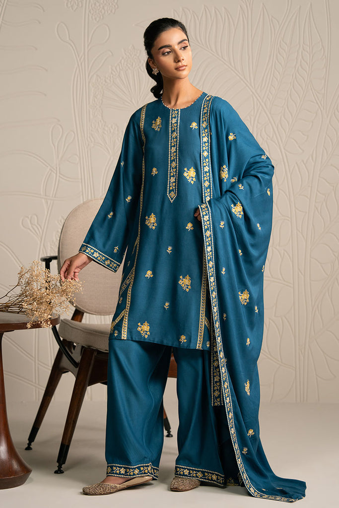 MYSTIC TEAL-3PC (SHIRT, TROUSER & DUPATTA)