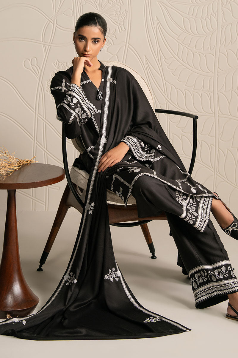 NOIR ECRU-3PC (SHIRT, TROUSER & DUPATTA)