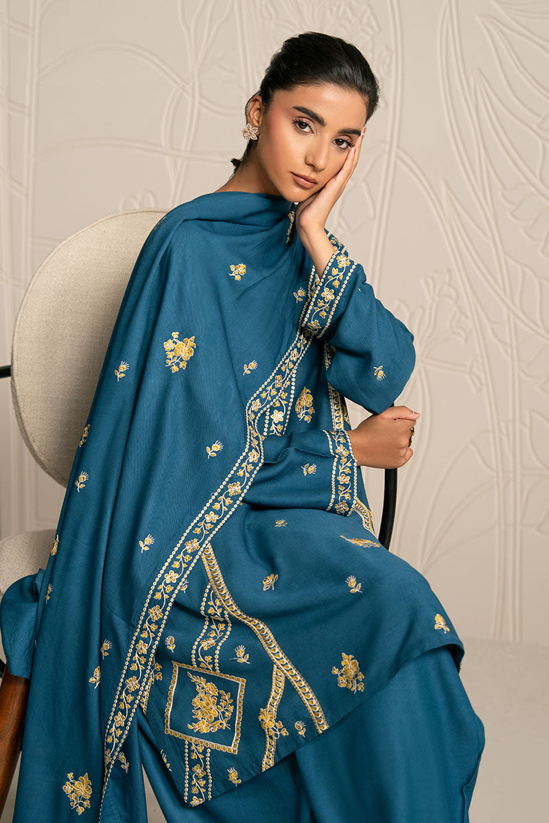MYSTIC TEAL-3PC (SHIRT, TROUSER & DUPATTA)