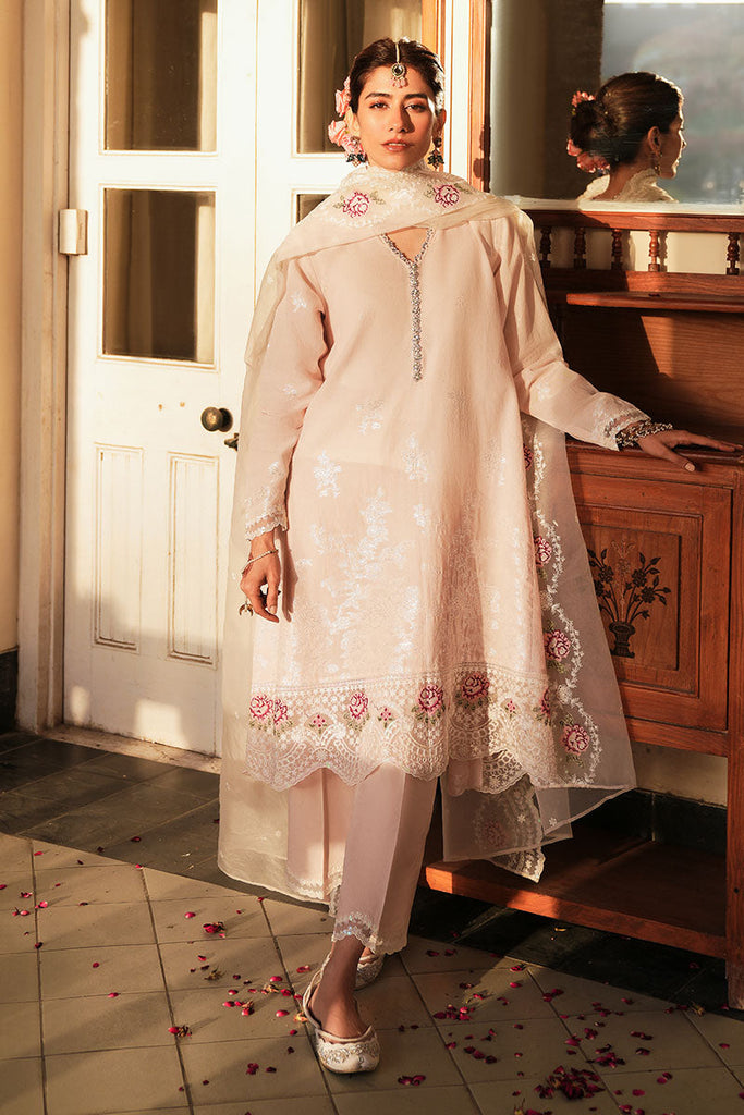 PALE PINK-3 PC EMBROIDERED JACQUARD SUIT