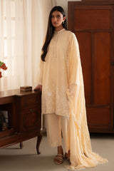 FRENCH GLOW- 3PC EMBROIDERED LAWN SUIT