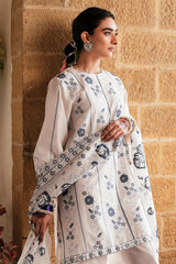 WHITE SMOKE-3 PC EMBROIDERED LAWN SUIT