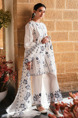 WHITE SMOKE-3 PC EMBROIDERED LAWN SUIT