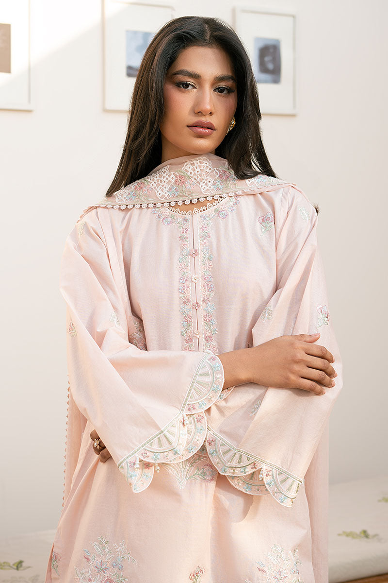 PEACH BLOOM-3PC (SHIRT, TROUSER & DUPATTA)