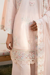 PEACH BLOOM-3PC (SHIRT, TROUSER & DUPATTA)