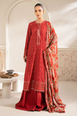 VERMILION CARDINAL-4PC CHIFFON EMBROIDERED SUIT