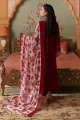 CRIMSON RED-3PC PRINTED LAWN SUIT