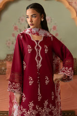 CRIMSON RED-3PC PRINTED LAWN SUIT