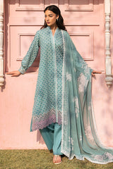 TEAL GRACE-3PC PRINTED LAWN SUIT