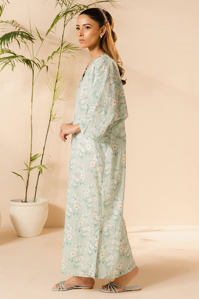 AQUA MINT PRINTED LAWN SHIRT
