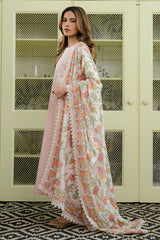 SOFT PINK-3 PC PRINTED LAWN SUIT