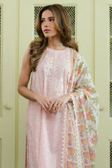 SOFT PINK-3 PC PRINTED LAWN SUIT