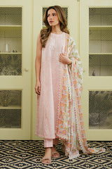 SOFT PINK-3 PC PRINTED LAWN SUIT