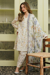 IVORY AURA-3 PC PRINTED LAWN SUIT